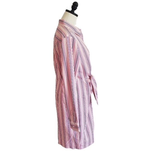 Calvin Klein Long Sleeve Tie Front Shirt Dress Button Front Striped Size 8 NWOT - Picture 4 of 5